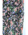 (Belt included) Blooming delicate pleated long dress