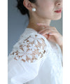 【アウトレット返品交換不可】360度囲む白花レースのブラウストップス