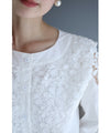 【アウトレット返品交換不可】360度囲む白花レースのブラウストップス