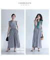 Cool and refreshing gingham check overalls (with belt)