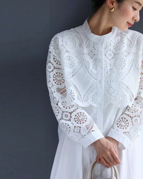 Beautiful cutwork lace long shirt