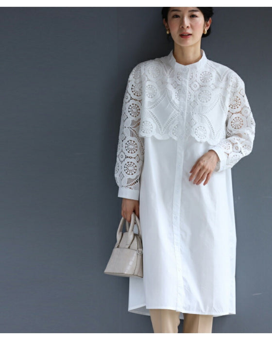 Beautiful cutwork lace long shirt