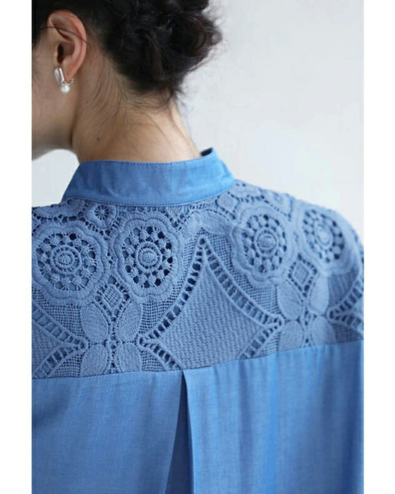 Beautiful cutwork lace long shirt