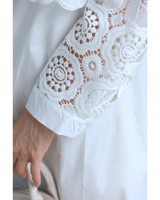 Beautiful cutwork lace long shirt