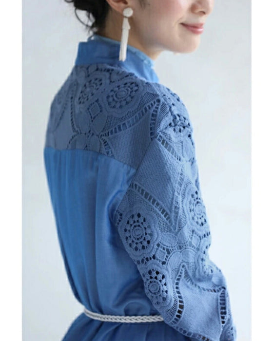 Beautiful cutwork lace long shirt