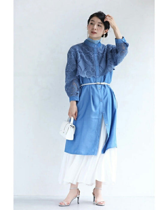 Beautiful cutwork lace long shirt