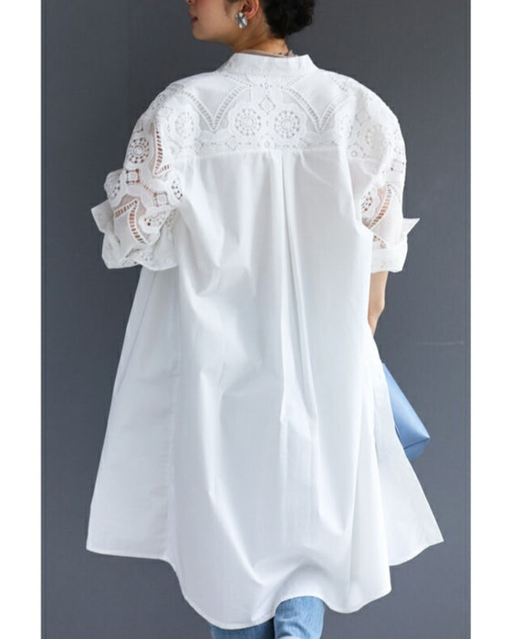 Beautiful cutwork lace long shirt