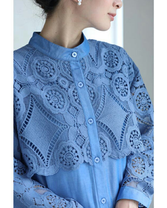 Beautiful cutwork lace long shirt