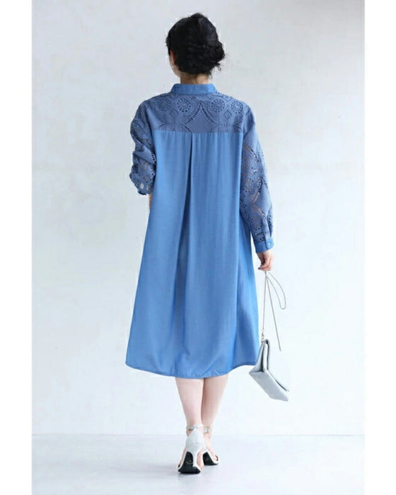 Beautiful cutwork lace long shirt