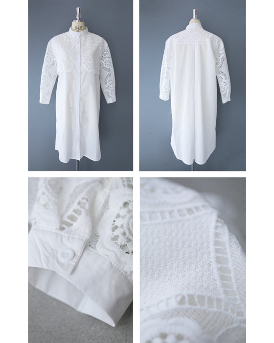 Beautiful cutwork lace long shirt