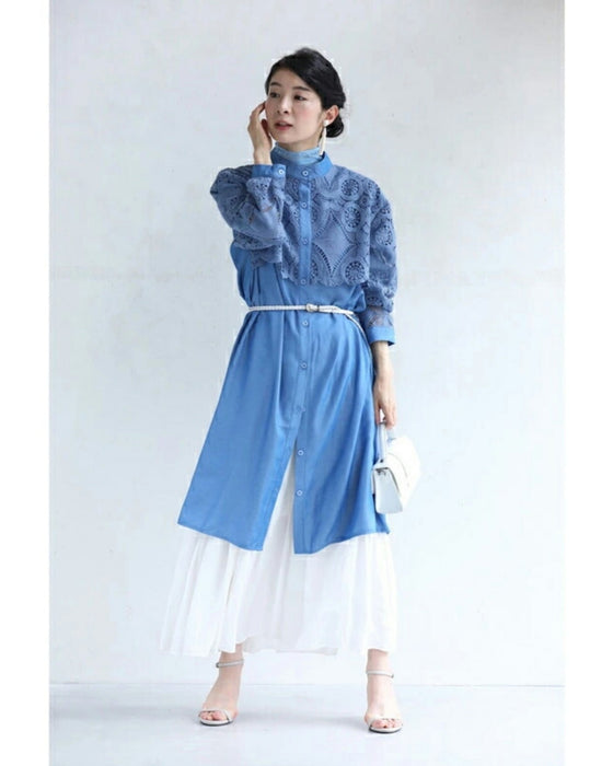 Beautiful cutwork lace long shirt