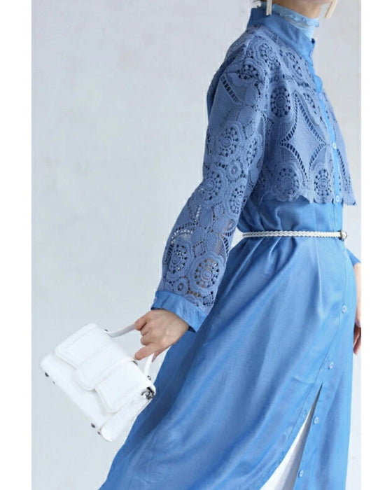 Beautiful cutwork lace long shirt