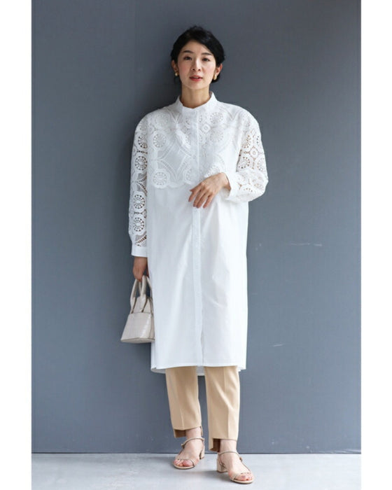 Beautiful cutwork lace long shirt