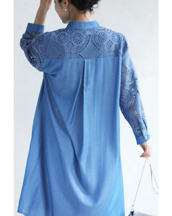 Beautiful cutwork lace long shirt
