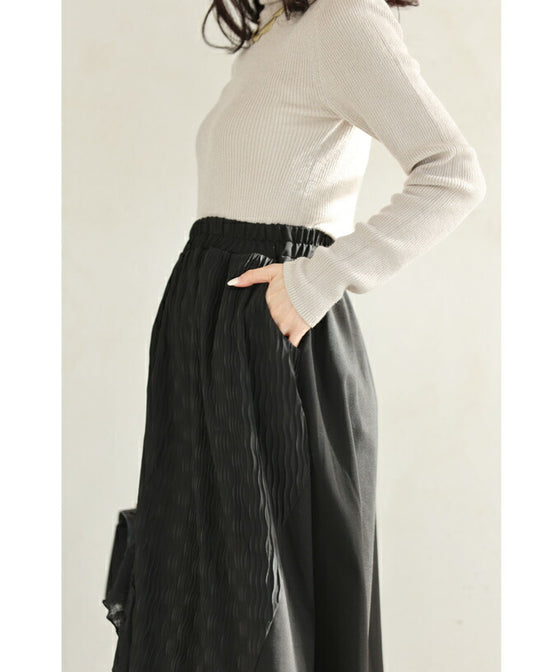 Asymmetrical midi skirt with a stylish drawstring design