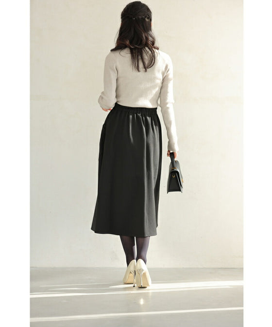 Asymmetrical midi skirt with a stylish drawstring design
