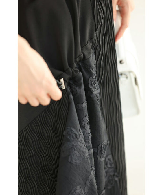 Asymmetrical midi skirt with a stylish drawstring design