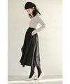 Asymmetrical midi skirt with a stylish drawstring design