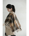 【セール商品返品交換不可】ボーダーとチェックの柄合わせストールドッキングプルオーバートップス