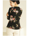 Warm and cozy with fleece lining. Elegant rose print pullover top