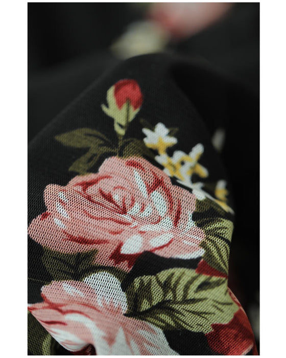 Warm and cozy with fleece lining. Elegant rose print pullover top