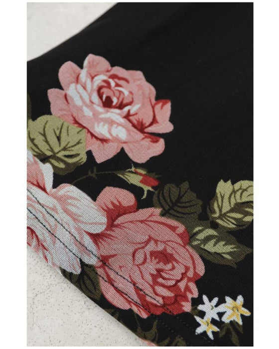 Warm and cozy with fleece lining. Elegant rose print pullover top