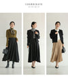 3-piece set of shoulder padded jacket, random hem skirt and corsage