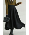 3-piece set of shoulder padded jacket, random hem skirt and corsage