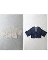A teardrop-shaped knit lace cardigan with a flared hem