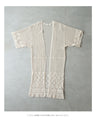 Kiriko-style knitted lace long cardigan