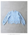 Elegant blue lace back zip pullover top