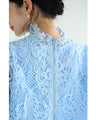 Elegant blue lace back zip pullover top