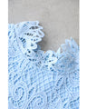 Elegant blue lace back zip pullover top