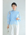 Elegant blue lace back zip pullover top