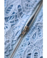 Elegant blue lace back zip pullover top