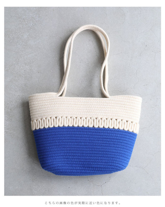 A refreshing two-tone rope tote bag