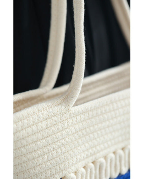 A refreshing two-tone rope tote bag