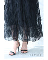 Wavy, fluttering tulle midi skirt
