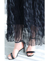 Wavy, fluttering tulle midi skirt