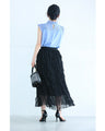 Wavy, fluttering tulle midi skirt
