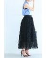 Wavy, fluttering tulle midi skirt