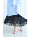 Wavy, fluttering tulle midi skirt