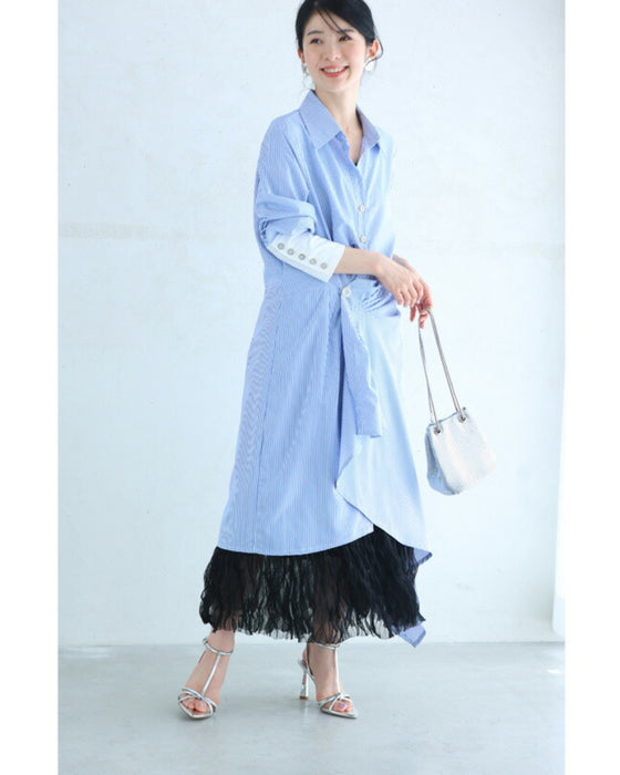 Wavy, fluttering tulle midi skirt