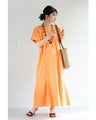 A secret A-line tuck long dress with a flared hem