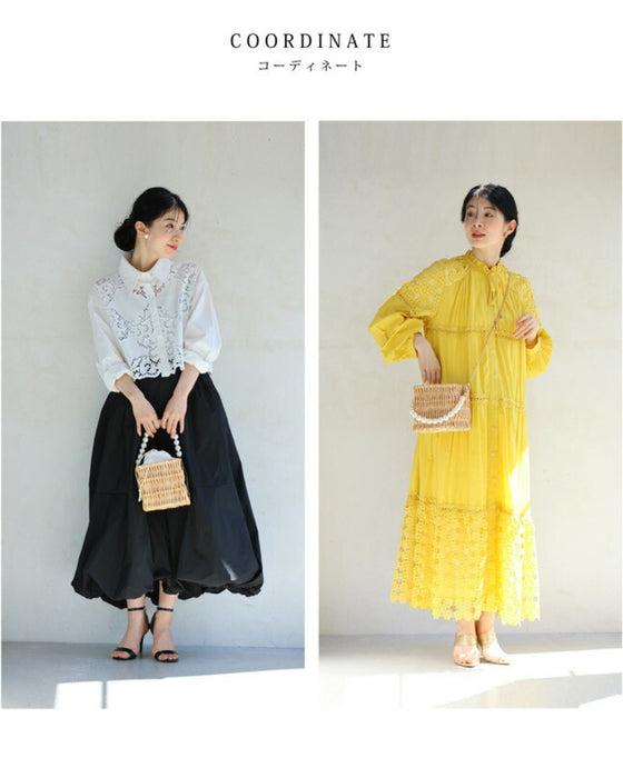 パールハンドルのスクエアかごバッグ