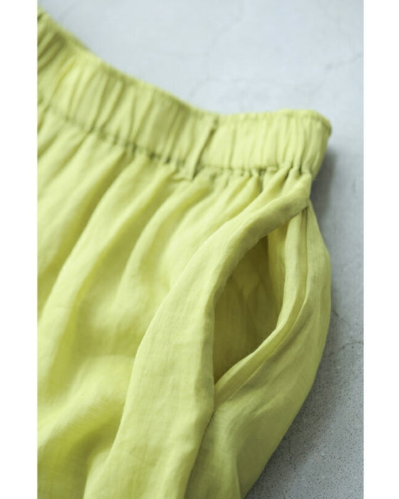 (紐ベルト付き)花ポンポン揺れる涼やかワイドパンツ