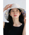 (ストラップ付き)シンプルにも花柄にも。表裏使える2wayつば広ハット