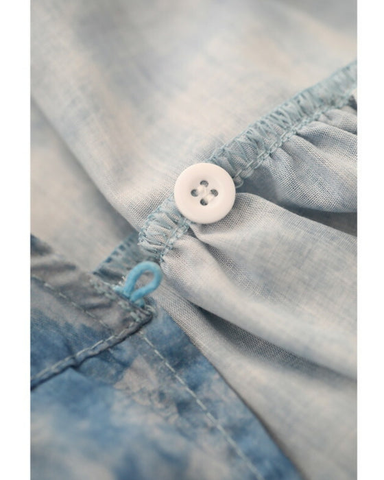 夏空グラデーションの絞り染め風カシュクールワンピース