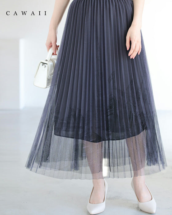 街並み浮かぶシアープリーツミディアムスカート