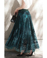 A gorgeous veiled midi skirt with a flocked pattern